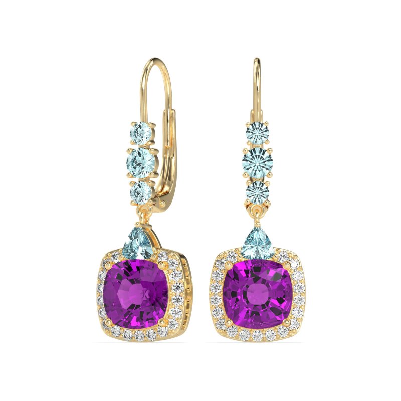 Art-Deco Halo Dangling Hook Earrings