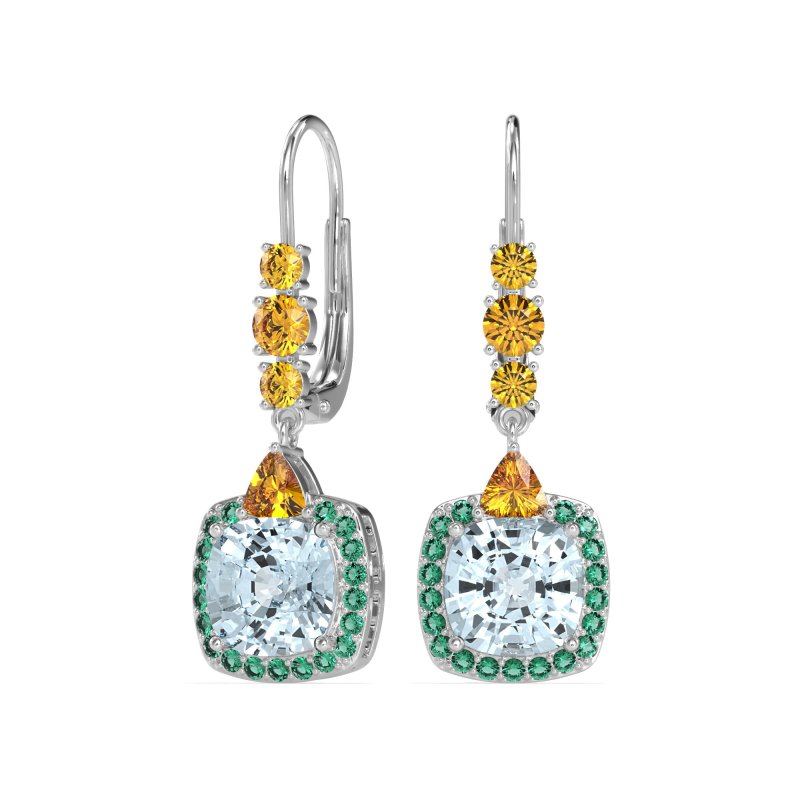 Art-Deco Halo Dangling Hook Earrings