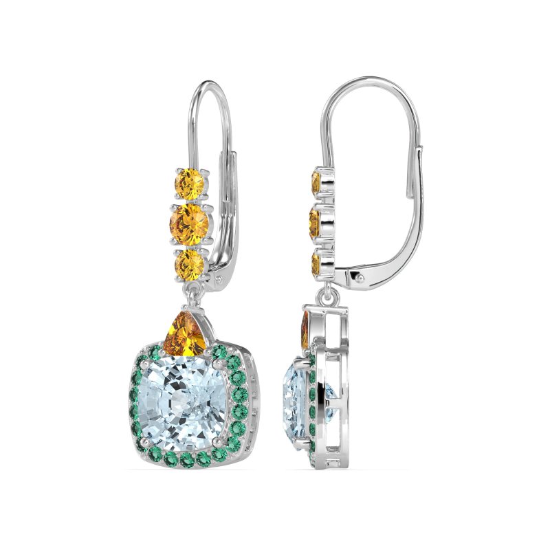 Art-Deco Halo Dangling Hook Earrings