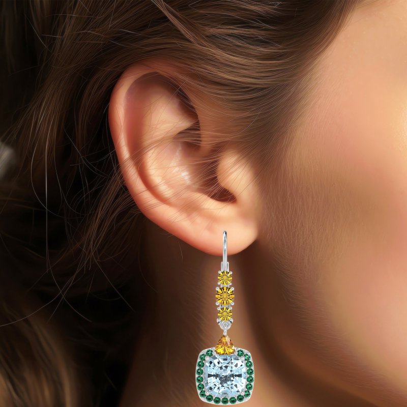 Art-Deco Halo Dangling Hook Earrings
