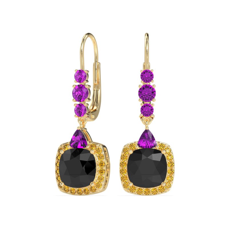 Art-Deco Halo Dangling Hook Earrings