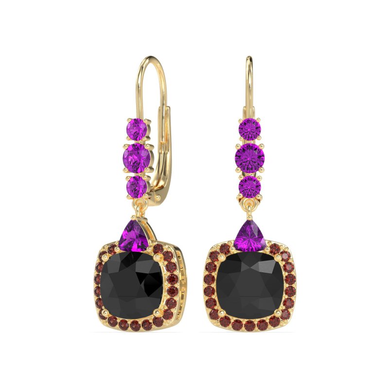 Art-Deco Halo Dangling Hook Earrings