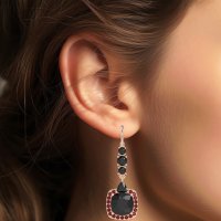 Art-Deco Halo Dangling Hook Earrings