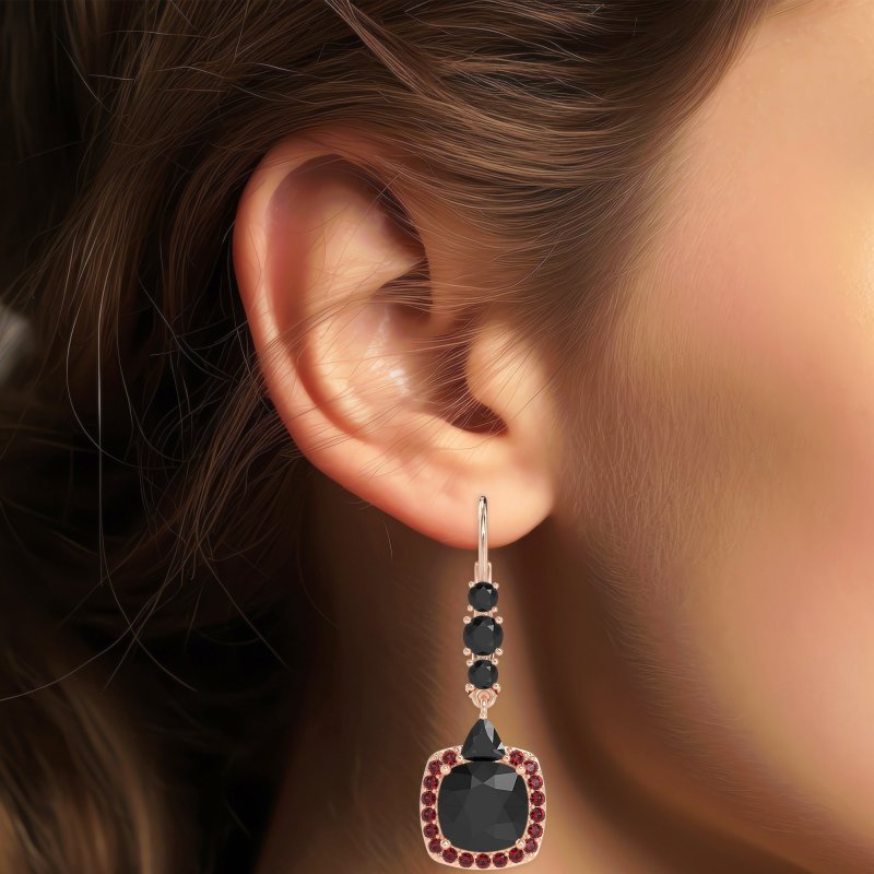 Art-Deco Halo Dangling Hook Earrings
