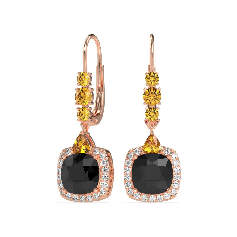 Art-Deco Halo Dangling Hook Earrings