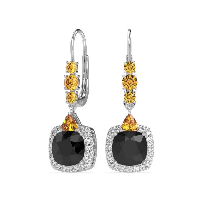Art-Deco Halo Dangling Hook Earrings