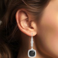 Art-Deco Halo Dangling Hook Earrings