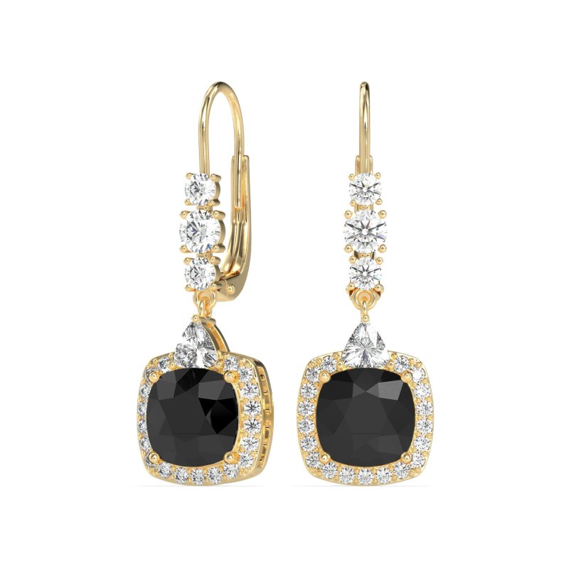 Art-Deco Halo Dangling Hook Earrings