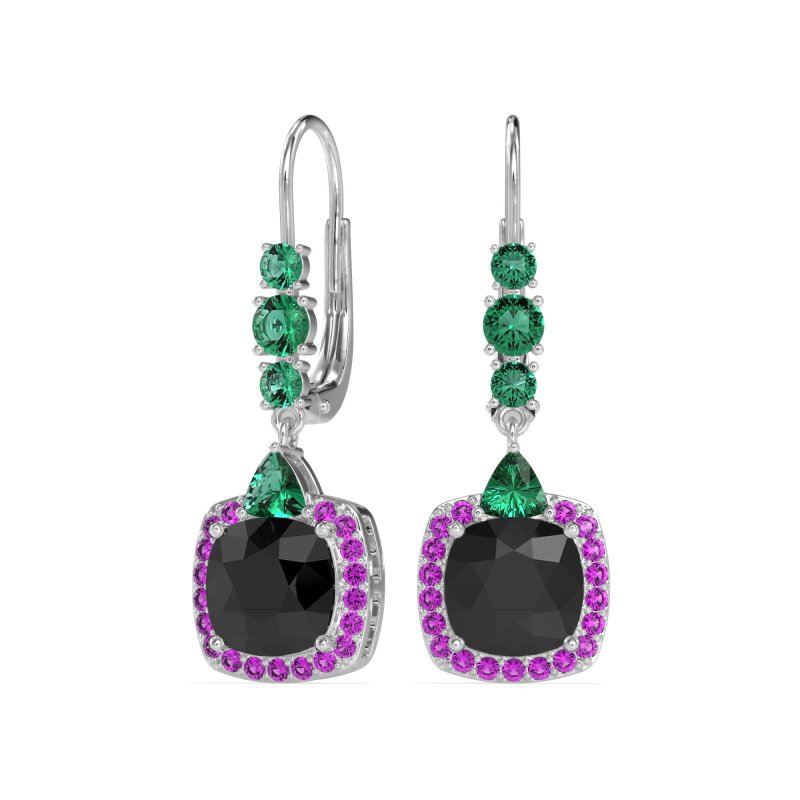 Art-Deco Halo Dangling Hook Earrings