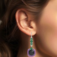 Art-Deco Halo Dangling Hook Earrings