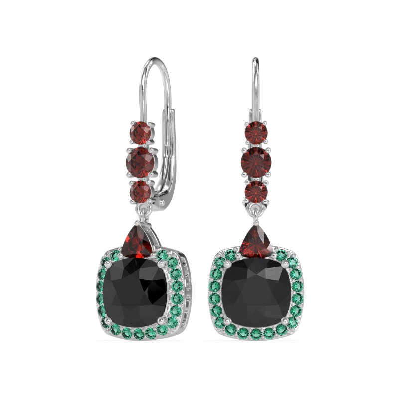 Art-Deco Halo Dangling Hook Earrings
