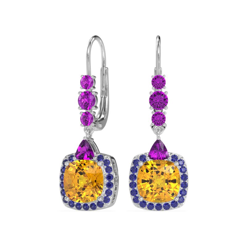 Art-Deco Halo Dangling Hook Earrings