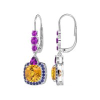Art-Deco Halo Dangling Hook Earrings