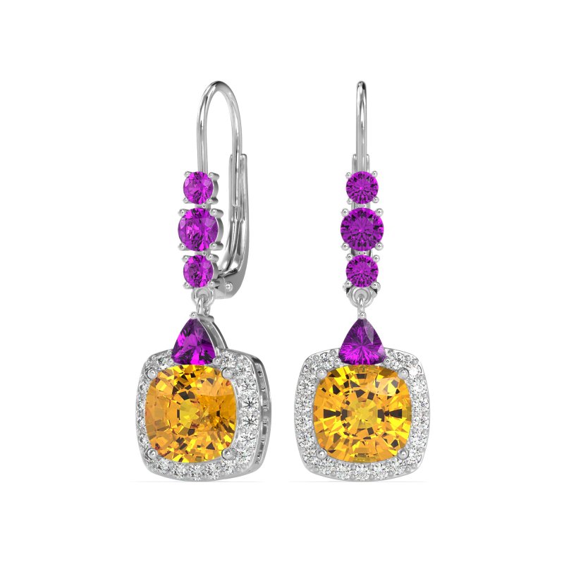 Art-Deco Halo Dangling Hook Earrings