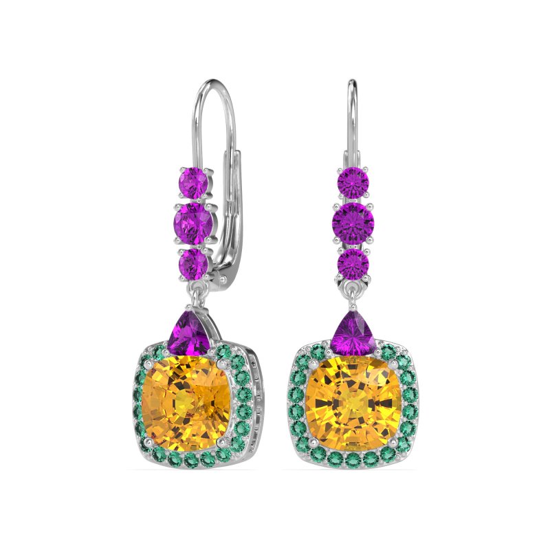 Art-Deco Halo Dangling Hook Earrings