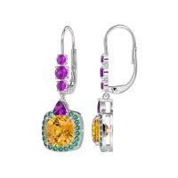 Art-Deco Halo Dangling Hook Earrings