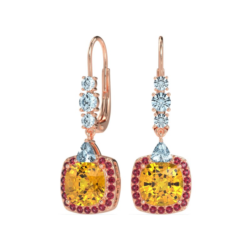 Art-Deco Halo Dangling Hook Earrings