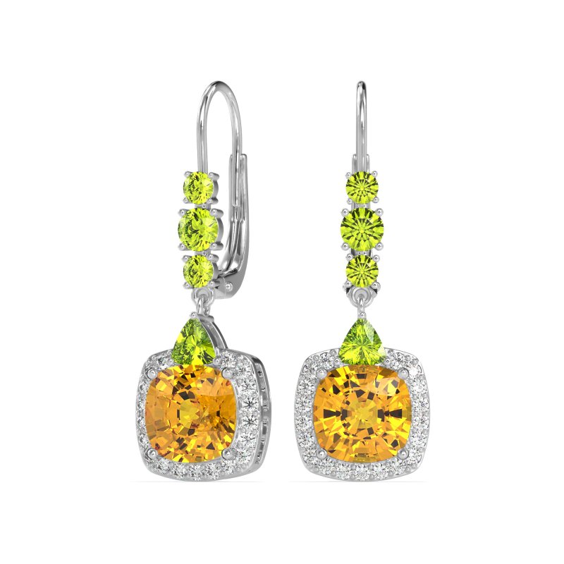 Art-Deco Halo Dangling Hook Earrings