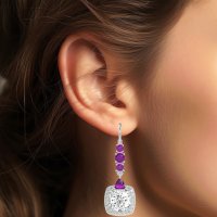 Art-Deco Halo Dangling Hook Earrings