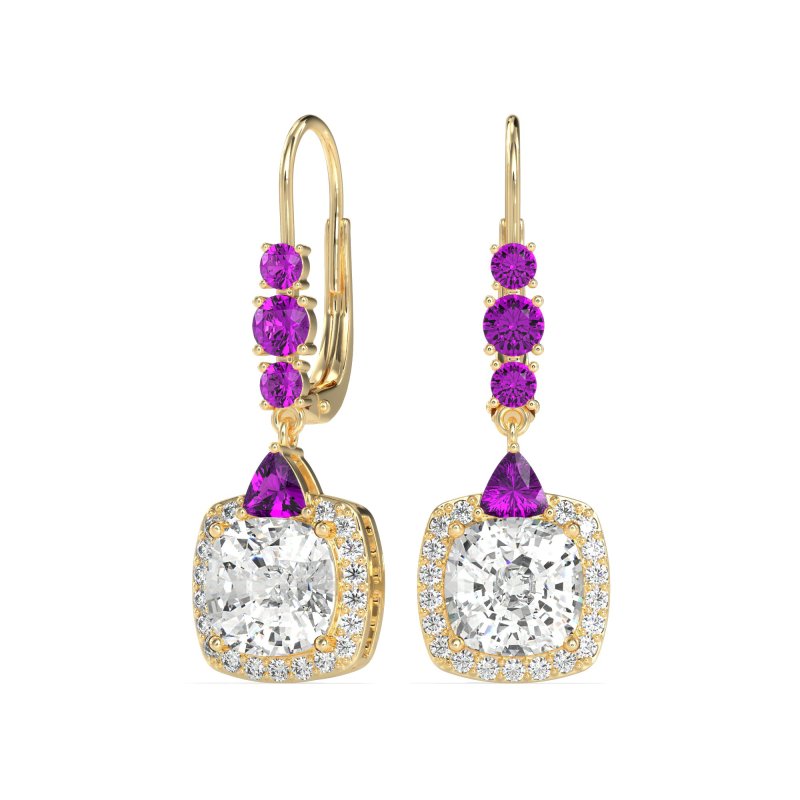 Art-Deco Halo Dangling Hook Earrings