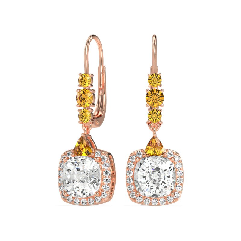 Art-Deco Halo Dangling Hook Earrings
