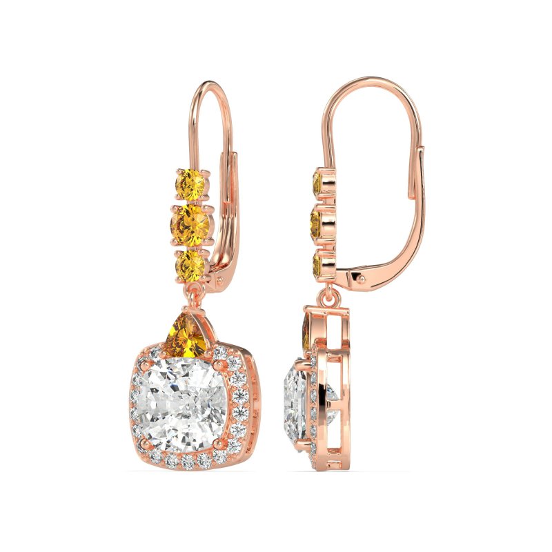 Art-Deco Halo Dangling Hook Earrings