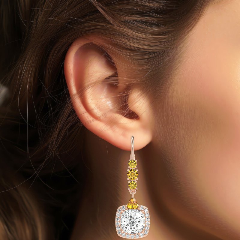 Art-Deco Halo Dangling Hook Earrings