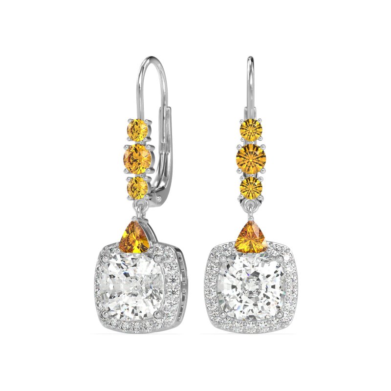 Art-Deco Halo Dangling Hook Earrings