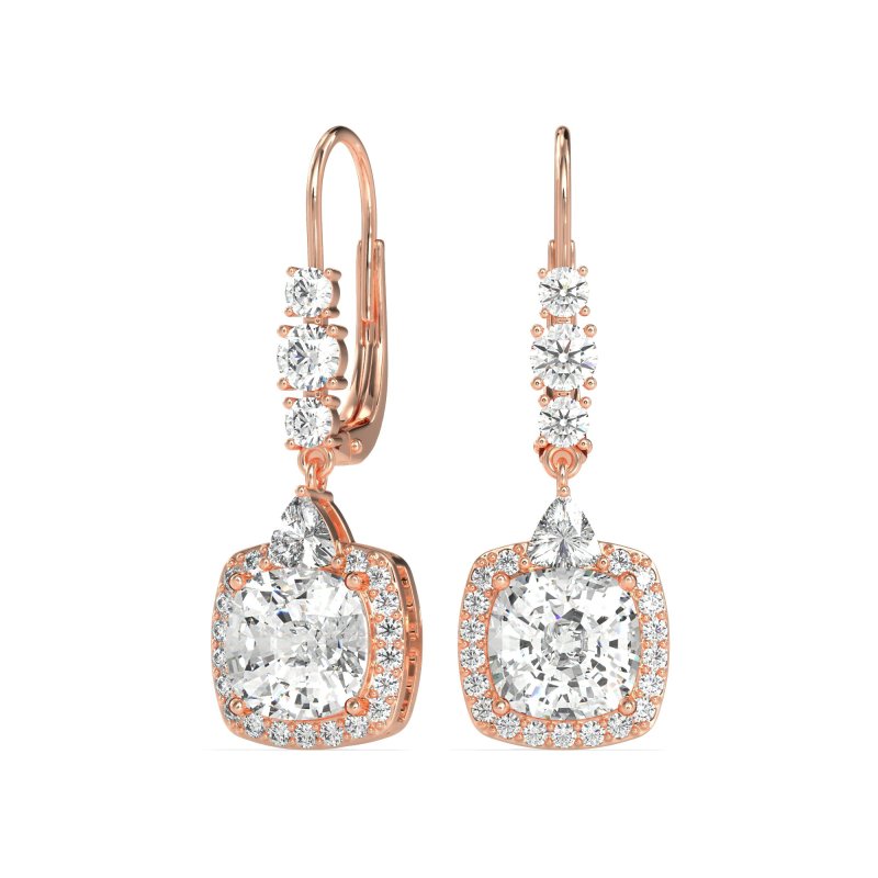 Art-Deco Halo Dangling Hook Earrings