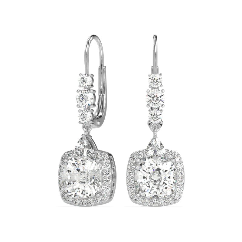 Art-Deco Halo Dangling Hook Earrings