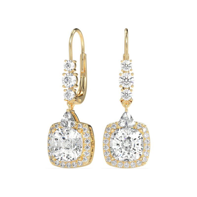 Art-Deco Halo Dangling Hook Earrings
