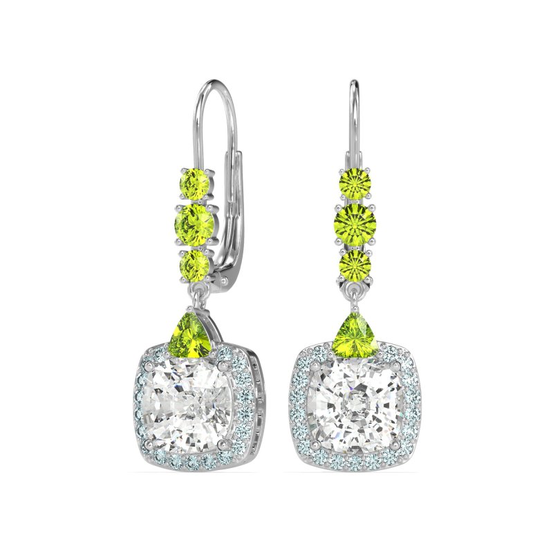 Art-Deco Halo Dangling Hook Earrings