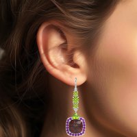 Art-Deco Halo Dangling Hook Earrings