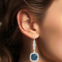 Art-Deco Halo Dangling Hook Earrings