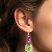 Art-Deco Halo Dangling Hook Earrings