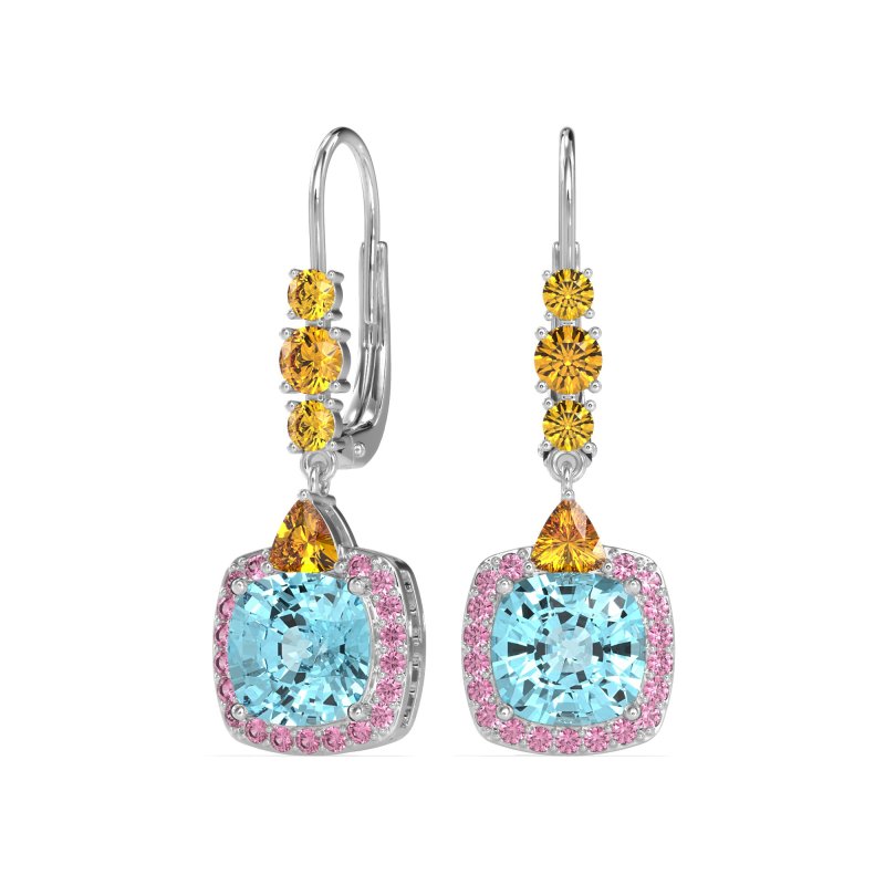 Art-Deco Halo Dangling Hook Earrings