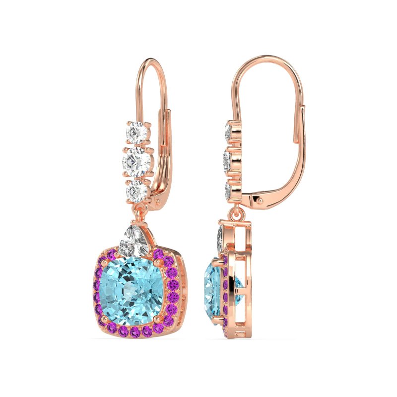 Art-Deco Halo Dangling Hook Earrings