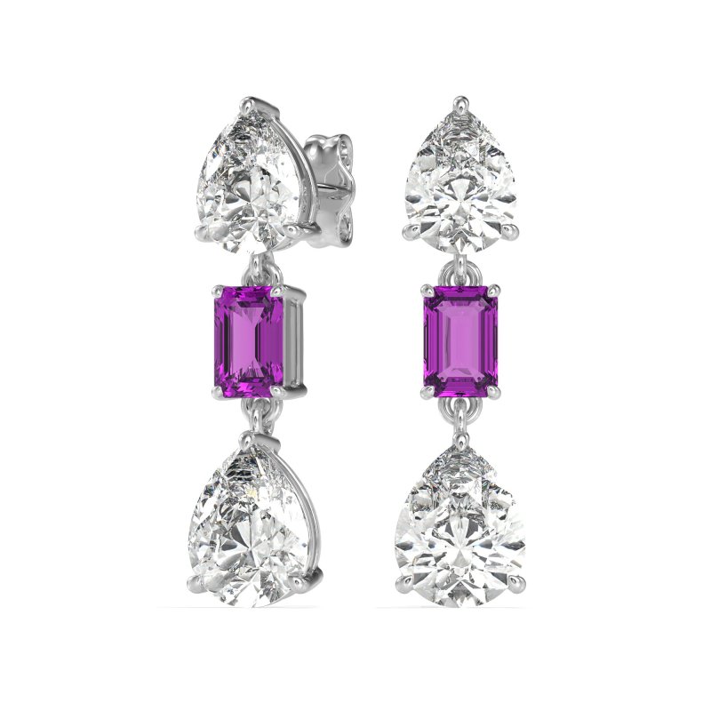Pear & Emerald Cut Dangle Earrings