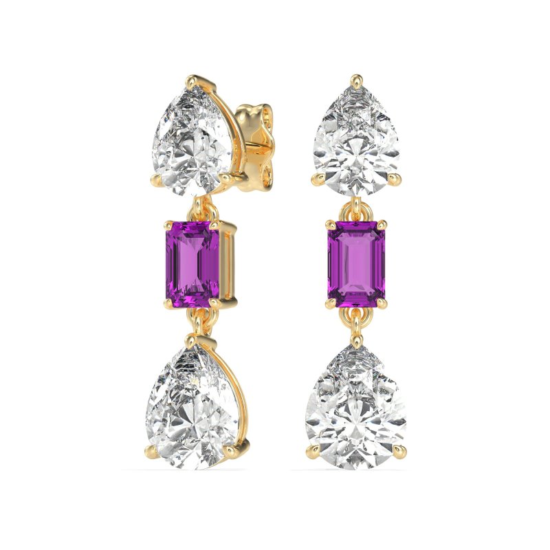 Pear & Emerald Cut Dangle Earrings
