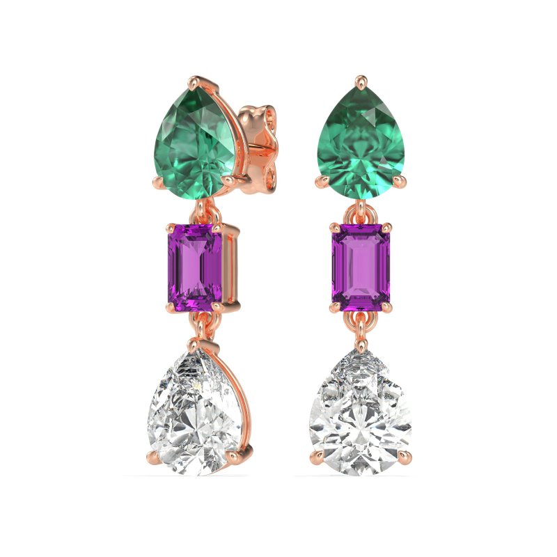 Pear & Emerald Cut Dangle Earrings