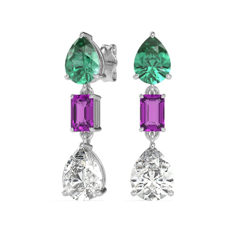 Pear & Emerald Cut Dangle Earrings