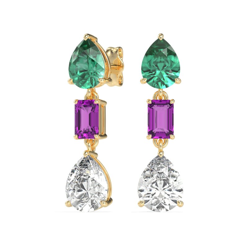 Pear & Emerald Cut Dangle Earrings