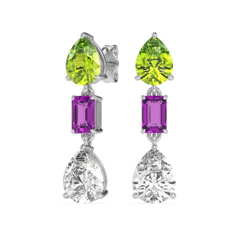 Pear & Emerald Cut Dangle Earrings