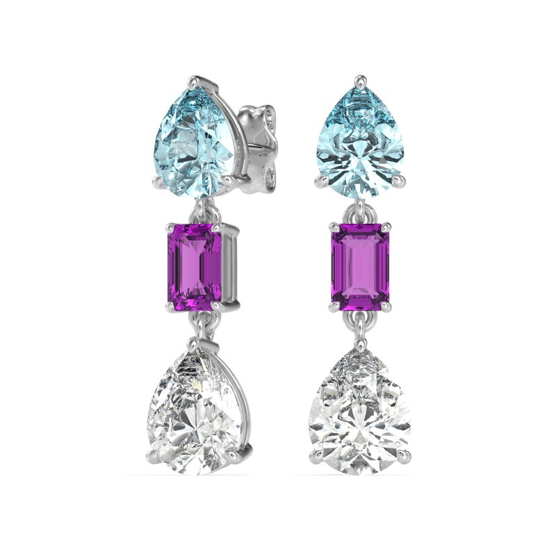 Pear & Emerald Cut Dangle Earrings