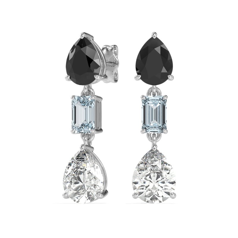 Pear & Emerald Cut Dangle Earrings