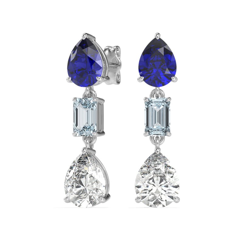 Pear & Emerald Cut Dangle Earrings