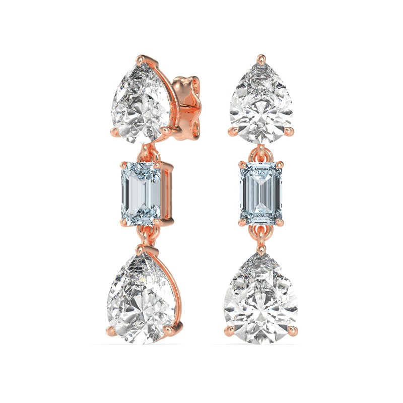 Pear & Emerald Cut Dangle Earrings
