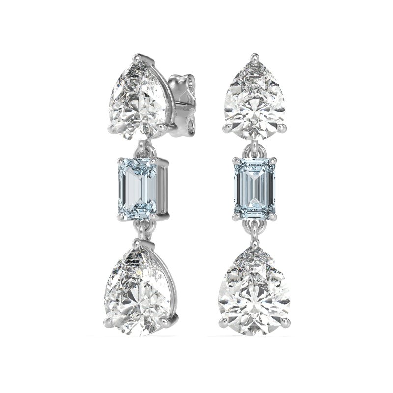 Pear & Emerald Cut Dangle Earrings
