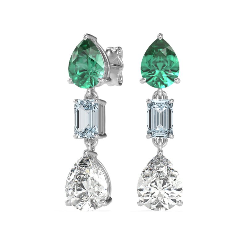 Pear & Emerald Cut Dangle Earrings
