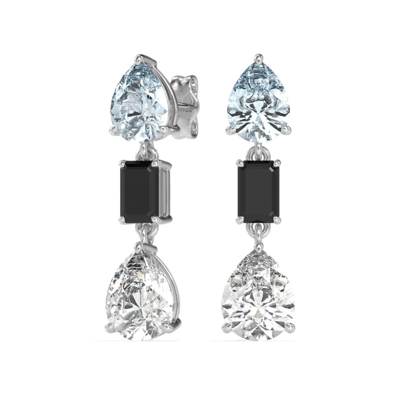 Pear & Emerald Cut Dangle Earrings